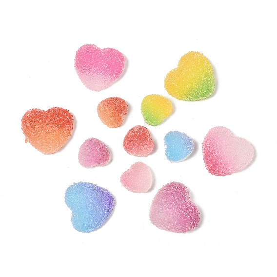 Имитация конфет в стиле пищевых продуктов из смолы кабошоны, сердце, градиент цвета
