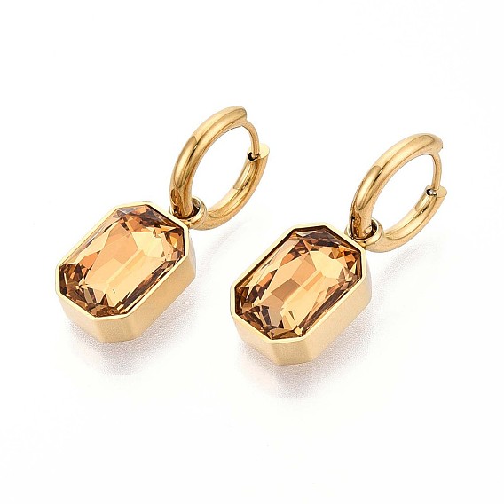 Серьги из 304 нержавеющей стали, ионное покрытие (ip), восьмиугольник, реальный 14 k позолоченный