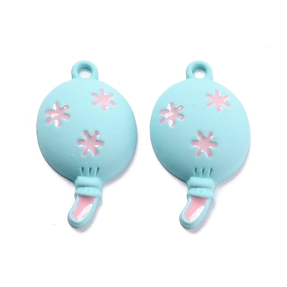 Spray Painted Alloy Enamel Pendant, Balloon with Flower