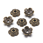 5-Petal Flower Alloy Bead Caps, Cadmium Free & Lead Free, 10x2.5mm, Hole: 2mm