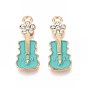Alloy Pendants, Cadmium Free & Lead Free, with Enamel and Rhinestone, violin, Light Gold, Crystal