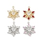 Рождественские тематические латунные подвески с микропаве и кубическим цирконием, без кадмия, без никеля и без свинца, снежинка