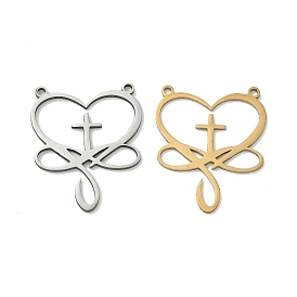 Полые 201 из нержавеющей стали кулоны, Подвеска в виде сердца бесконечности с крестом