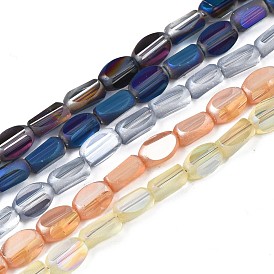 Electroplate Glass Beads Strands, Faceted, Cuboid
