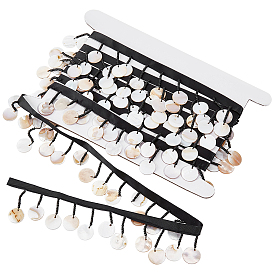 3.3 metros de ribete de algodón y cuentas de plástico, con cáscara natural, accesorios para la decoración de cortinas