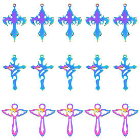 30 шт 3 стиль 304 подвески из нержавеющей стали, крест и ангел
