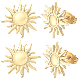 10шт. 304 фурнитура для сережек-гвоздиков в форме солнца из нержавеющей стали, серьги с круглым лотком