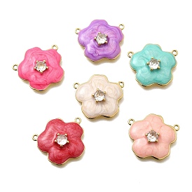 Латунные микропаве прозрачные подвески с фианитом, цветок, с эмалью, стойки покрытие, без кадмия и без свинца, долговечный