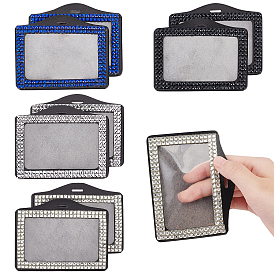 Nbeads 8Pcs 4 Colors Rectangle Fiber ID Card Holder, with Resin Rhinestone, for Business Id Card