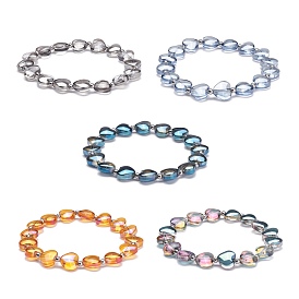 Bling Heart Glass Beads Stretch Bracelet for Women Girl