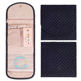 Портативные прямоугольные полиэстерные сумки для хранения ювелирных изделий, складной дорожный органайзер для ювелирных изделий, для колец, , Серьги, Браслеты