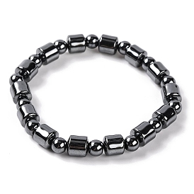 Round & Column Synthetic Non-magnetic Hematite Beaded Stretch Bracelets for Women