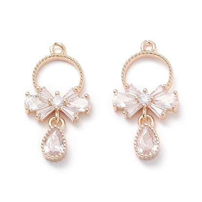Латунные микропаве прозрачные подвески с фианитом, луки и слезы