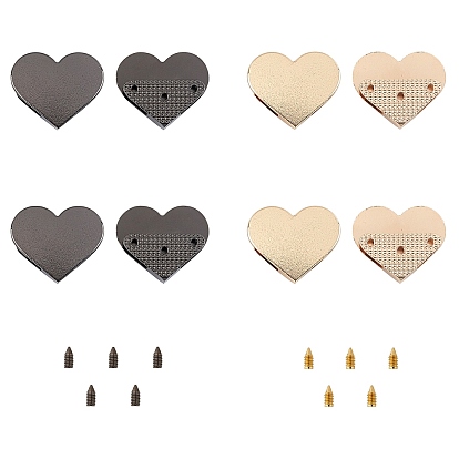 8 Sets 2 Colors Zinc Alloy Corner Protector, Bag Repalcement Accssories, Heart, Cadmium Free & Lead Free