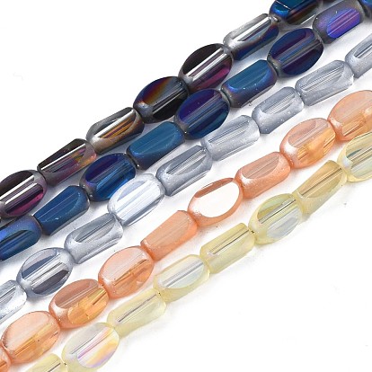 Electroplate Glass Beads Strands, Faceted, Cuboid