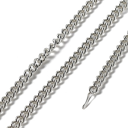 Rhodium Plated 925 Sterling Silver Faceted Curb Chains, Soldered
