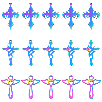 30 шт 3 стиль 304 подвески из нержавеющей стали, крест и ангел