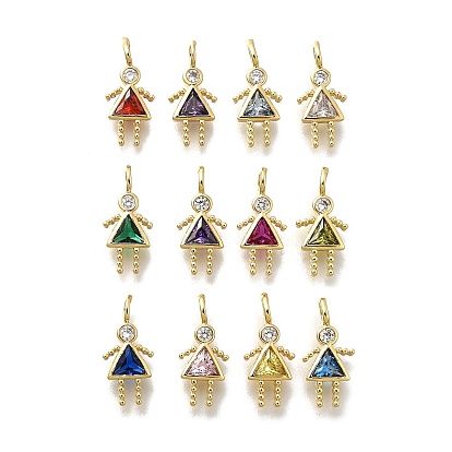 Латунные микро проложить кубического циркония подвески, 12 амулеты с камнями, соответствующими знаку зодиака, с целью перехода в кольце, без свинца и без кадмия, реальный 18 k позолоченный