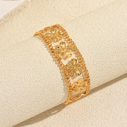 French Vintage Iron Hollow Flower Double Strand Bracelets for Daily and Party Wear