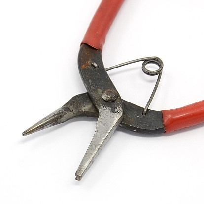 Jewelry Pliers, Iron Concave/Half Round Nose Pliers, with Plastic Handle, 150x130x11mm