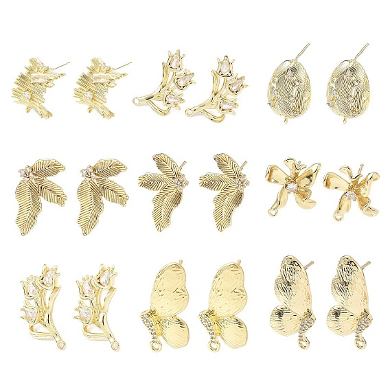 Латунные микро-паве прозрачные серьги-гвоздики из циркония, реальный 14 k позолоченный