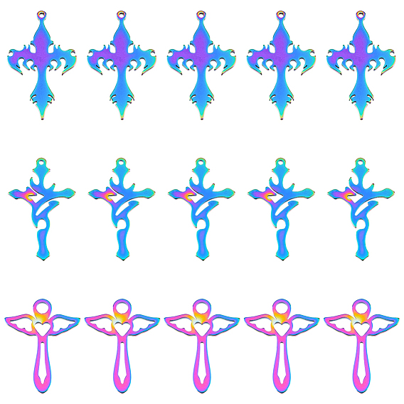 30 шт 3 стиль 304 подвески из нержавеющей стали, крест и ангел
