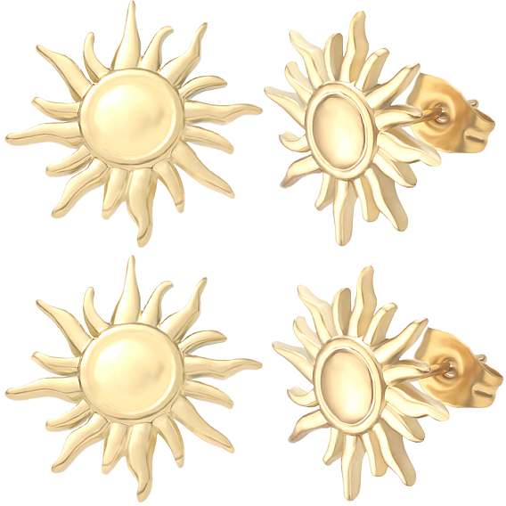 10шт. 304 фурнитура для сережек-гвоздиков в форме солнца из нержавеющей стали, серьги с круглым лотком