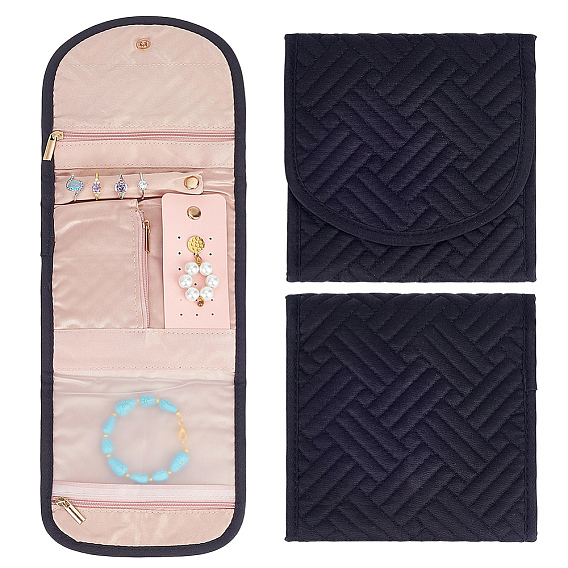 Портативные прямоугольные полиэстерные сумки для хранения ювелирных изделий, складной дорожный органайзер для ювелирных изделий, для колец, , Серьги, Браслеты