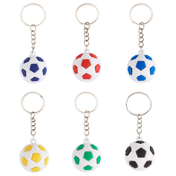 6шт. 6 цвета пластиковые брелоки-подвески в виде футбольного мяча, платина
