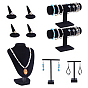 Présentoirs à bijoux, y compris 1 des présentoirs à colliers en velours en forme de buste, 1 Porte-bracelet en velours en forme de T, 2 un porte-boucles d'oreilles en forme de T en acrylique et 4 un porte-bagues conique en résine floquée