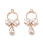 Латунные микропаве прозрачные подвески с фианитом, луки и слезы