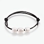 Adjustable Cowhide Leather Cord Bracelets, with Natural Pearl Beads