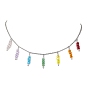 Colorful Glass & Round Shell Pearl Beaded Charms Bib Necklace, with 304 Stainless Steel Cable Chains