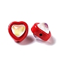 Spray Painted Alloy Bead, with Glass, Heart