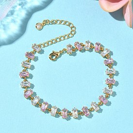 Браслеты из латуни, прямоугольные, с прозрачным фианитом и стеклом, без никеля 