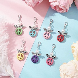 Синтетическая бирюза и абс пластик искусственный жемчуг подвески украшения, ангел со знаком мира, со сплавочной фурнитурой