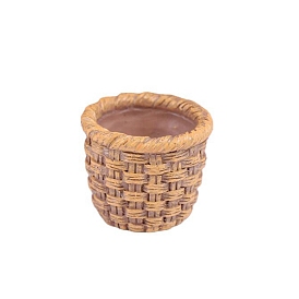 Mini Resin Bamboo Basket, Micro Landscape Home Dollhouse Accessories, Pretending Prop Decorations