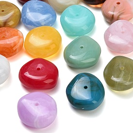 Perles acryliques opaques bicolores, pierre d'imitation, nuggets