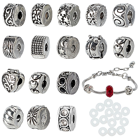 Наборы для изготовления браслетов в европейском стиле из латуни своими руками, включая застежки европейского типа из сплава, бусины из сплава и страза, резиновые уплотнительные кольца