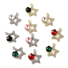 Подвески из сплава , с горным хрусталем и стеклом, без свинца, без кадмии и без никеля, стойки покрытие, звезда, разноцветные