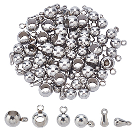 90Pcs 3 Style 304 Stainless Steel Charms & Tube Bails