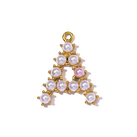 304 подвески из нержавеющей стали, с абс пластмассовой имитационной жемчужиной, ионное покрытие (ip), реальный 18 k позолоченный, зеркальная полировка