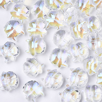 Transparent Spray Painted Glass Beads, AB Color Plated, Cow