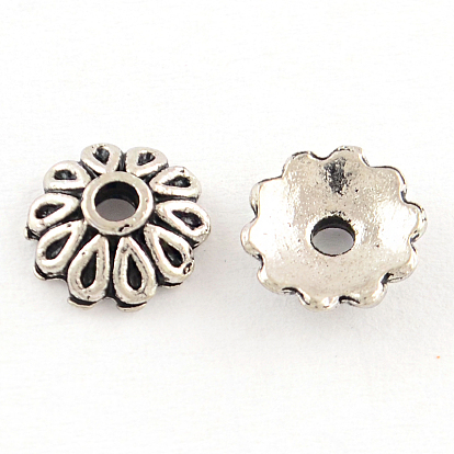 Многолепестковые крышки из бисера из тибетского сплава, без кадмия и без свинца, 8x2.5 мм, Отверстие : 2 мм , около 2775 шт / 1000 г