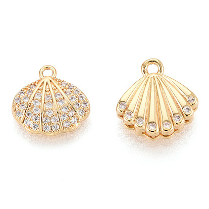 Латунные микропаве прозрачные подвески с фианитом, подвески в форме ракушек, без никеля 