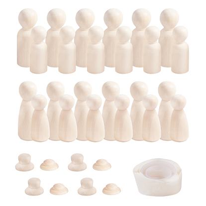 Незаконченная заготовка деревянная, для поделки ручная роспись ремесел, люди и шапка