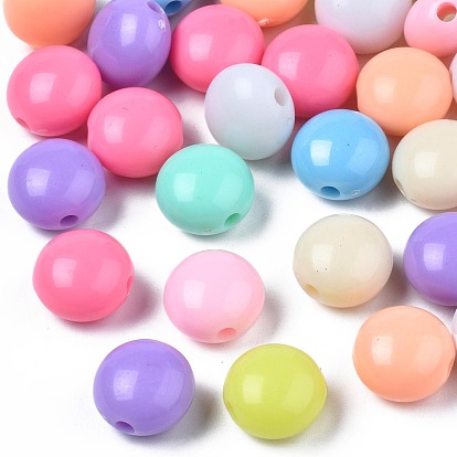 Opaque Acrylic Beads, Flat Round