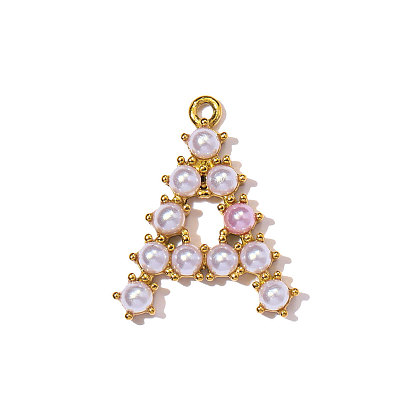 304 подвески из нержавеющей стали, с абс пластмассовой имитационной жемчужиной, ионное покрытие (ip), реальный 18 k позолоченный, зеркальная полировка