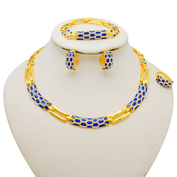 Ожерелья из сплава с рисунком змеиной кожи, украшенные эмалью и стразами, а также наборы браслетов с кольцами и звеньями