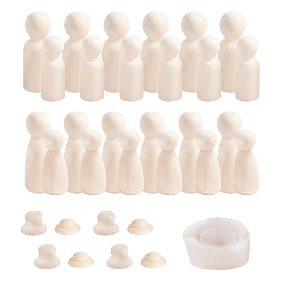 Незаконченная заготовка деревянная, для поделки ручная роспись ремесел, люди и шапка